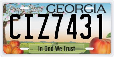 GA license plate CIZ7431