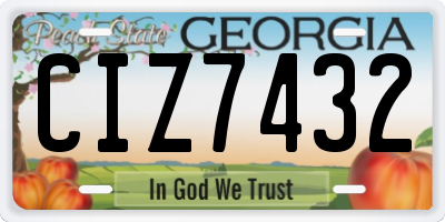 GA license plate CIZ7432