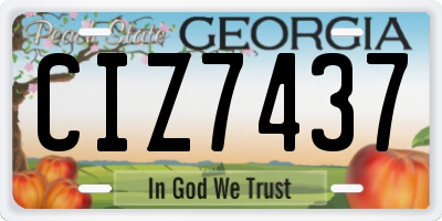 GA license plate CIZ7437