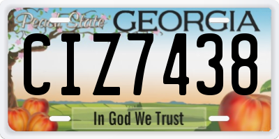 GA license plate CIZ7438