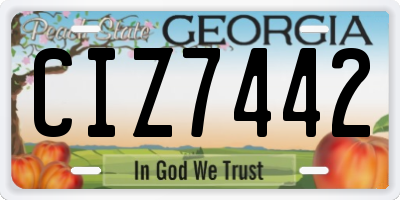 GA license plate CIZ7442