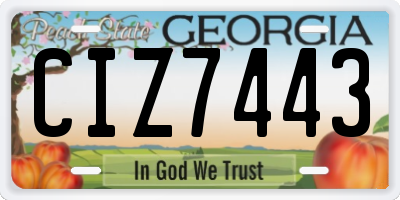 GA license plate CIZ7443