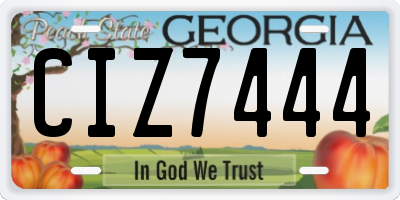 GA license plate CIZ7444