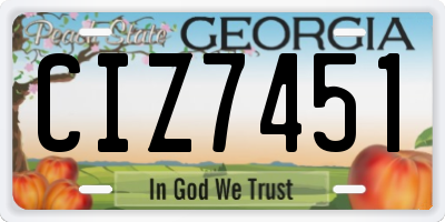 GA license plate CIZ7451