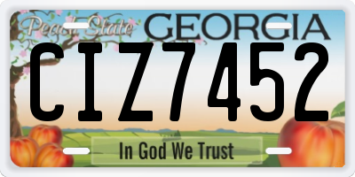GA license plate CIZ7452