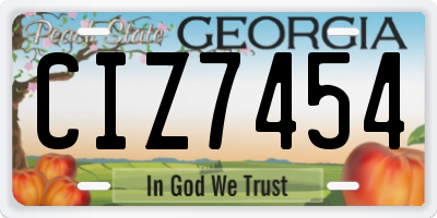 GA license plate CIZ7454