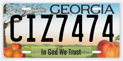GA license plate CIZ7474