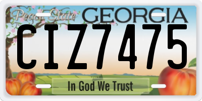 GA license plate CIZ7475