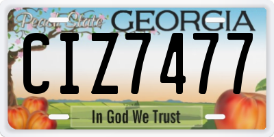 GA license plate CIZ7477