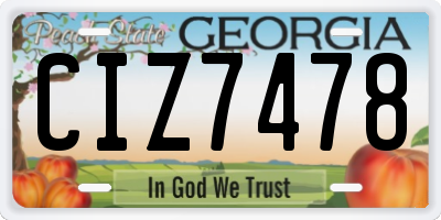 GA license plate CIZ7478