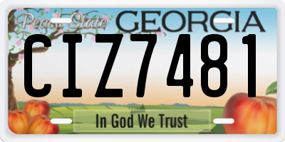 GA license plate CIZ7481
