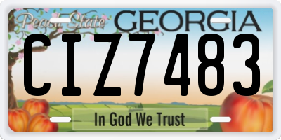 GA license plate CIZ7483