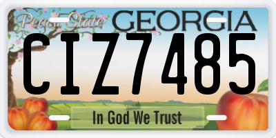 GA license plate CIZ7485
