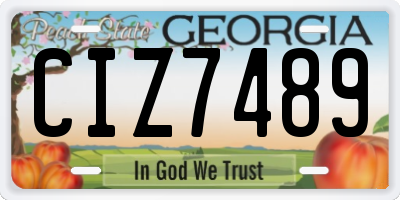 GA license plate CIZ7489