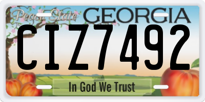 GA license plate CIZ7492