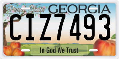 GA license plate CIZ7493