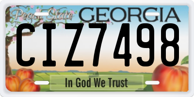 GA license plate CIZ7498