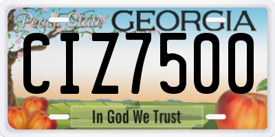 GA license plate CIZ7500