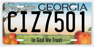 GA license plate CIZ7501