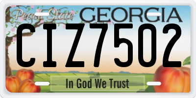 GA license plate CIZ7502