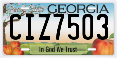 GA license plate CIZ7503