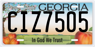 GA license plate CIZ7505
