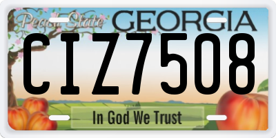 GA license plate CIZ7508