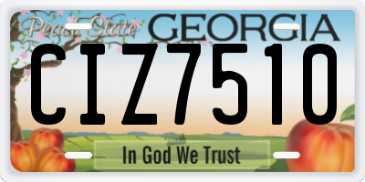 GA license plate CIZ7510