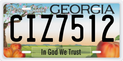 GA license plate CIZ7512