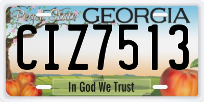 GA license plate CIZ7513