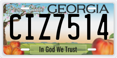 GA license plate CIZ7514