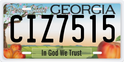 GA license plate CIZ7515