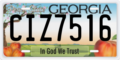 GA license plate CIZ7516