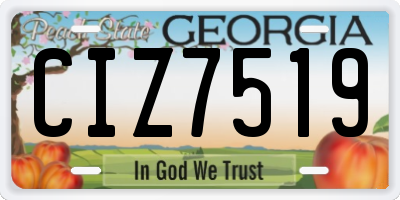 GA license plate CIZ7519