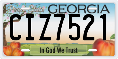 GA license plate CIZ7521