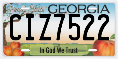 GA license plate CIZ7522