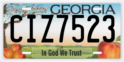 GA license plate CIZ7523