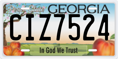 GA license plate CIZ7524