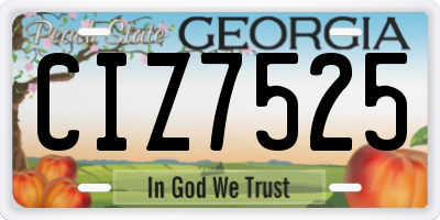 GA license plate CIZ7525