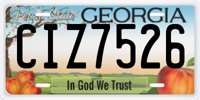 GA license plate CIZ7526