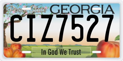 GA license plate CIZ7527