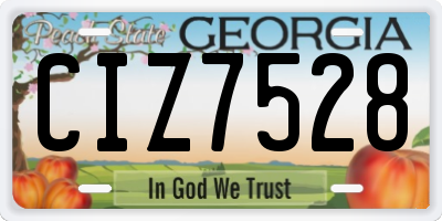GA license plate CIZ7528