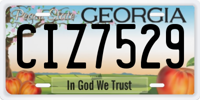 GA license plate CIZ7529