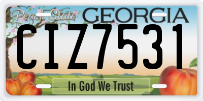 GA license plate CIZ7531