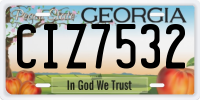 GA license plate CIZ7532