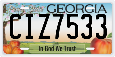 GA license plate CIZ7533