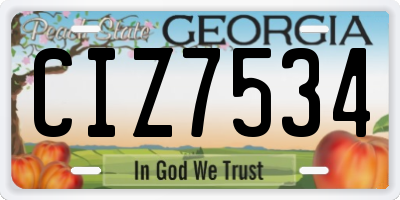 GA license plate CIZ7534