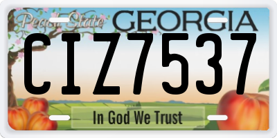 GA license plate CIZ7537