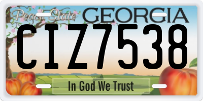 GA license plate CIZ7538
