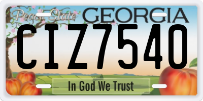 GA license plate CIZ7540